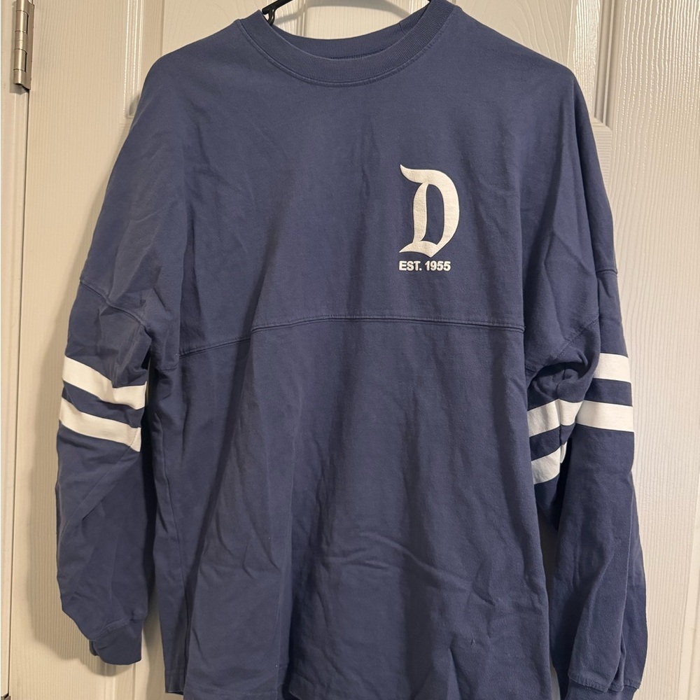 Blue Long Sleeve Disneyland Shirt with White Stripes